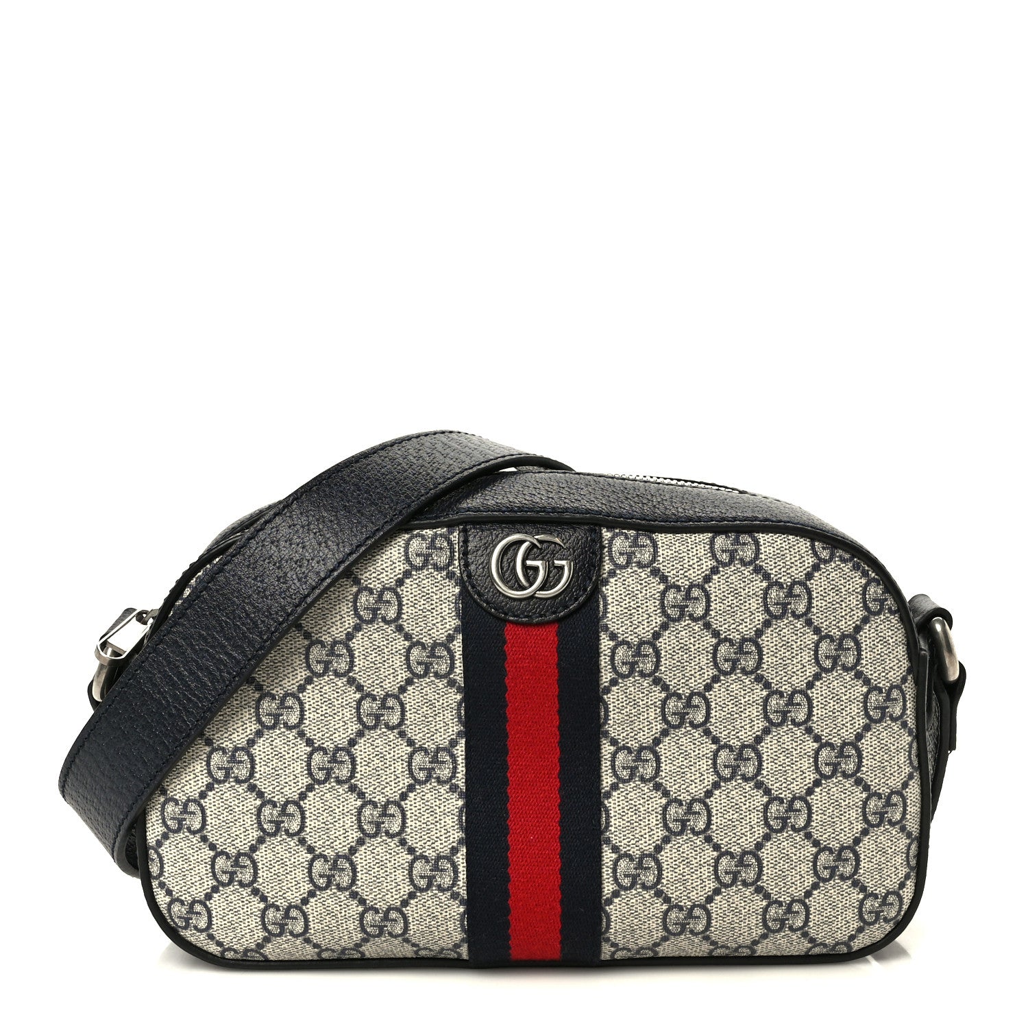 Gucci GG Supreme Monogram Textured Dollar Calfskin Web Small