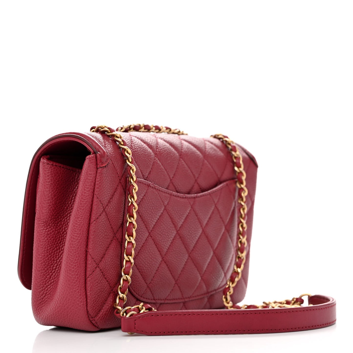 Caviar Quilted Small CC Filigree Flap Burgundy