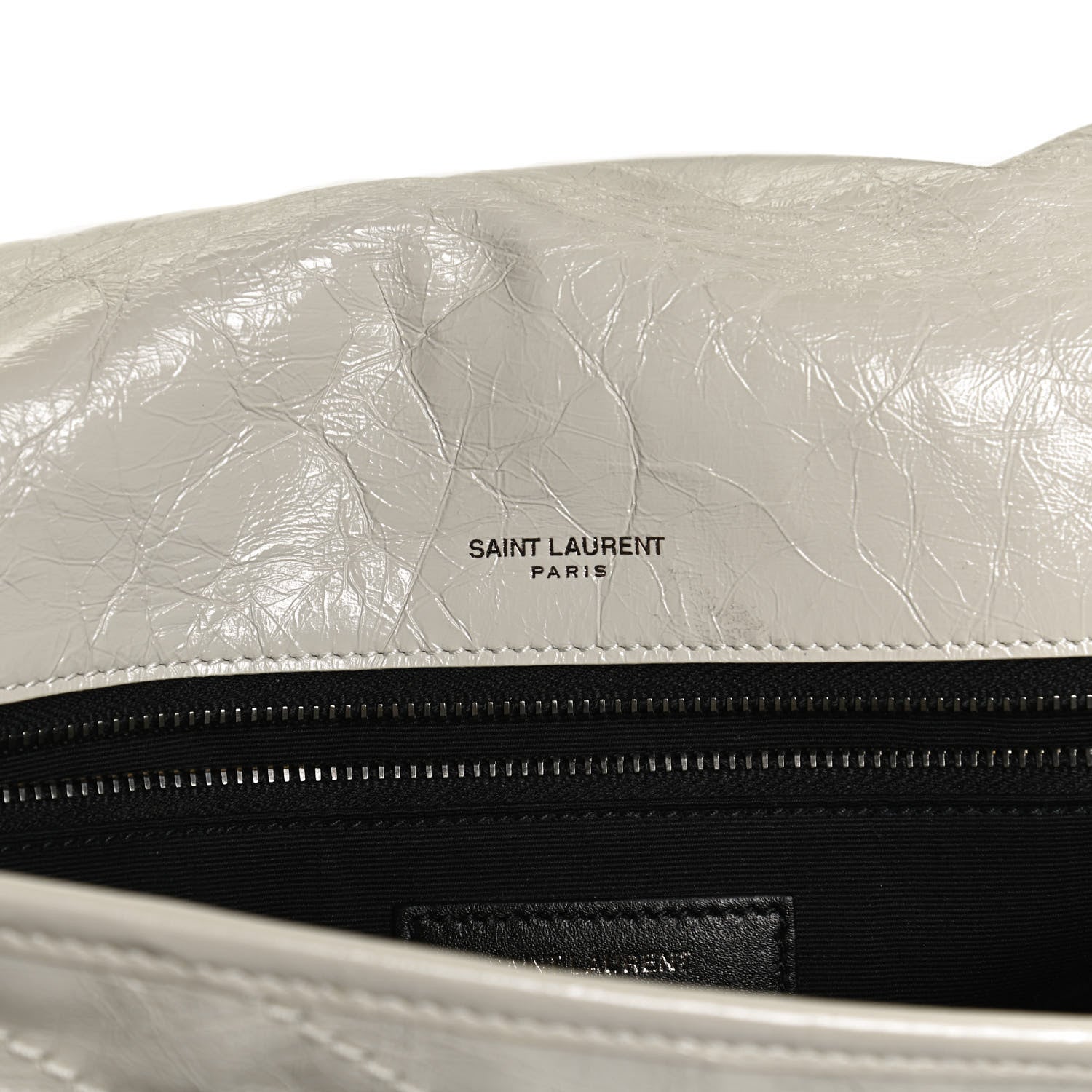 Saint Laurent Crinkled Calfskin Matelasse Monogram Medium Niki Chain Satchel Ivory 6 of 12