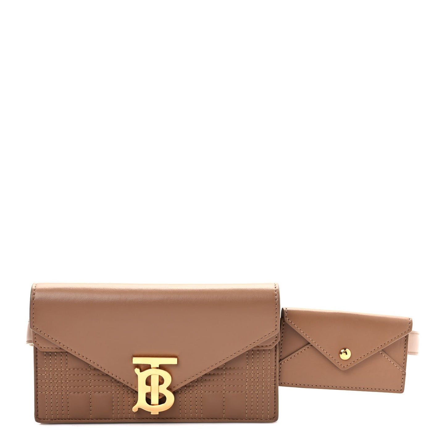 Smooth Calfskin Quilted Check TB Envelope Belt Bag Tan