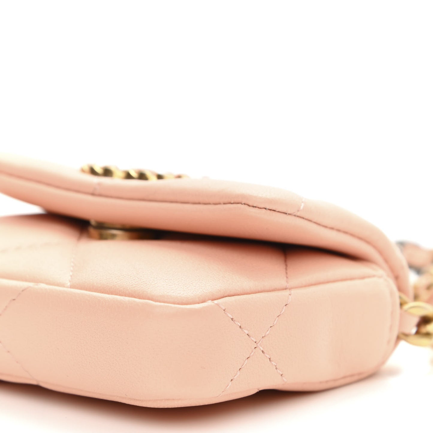 Lambskin Quilted Chanel 19 Flap Belt Bag Light Orange