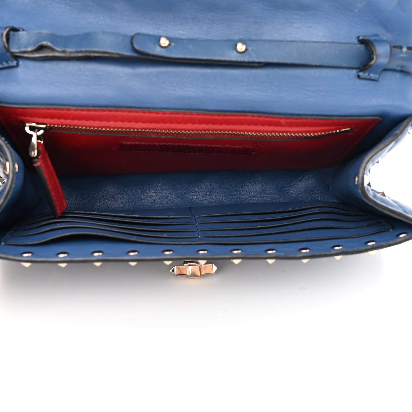 Nappa Rockstud Spike Wallet on Chain Pure Blue