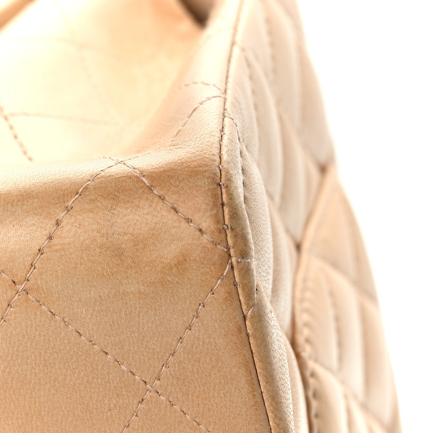 Lambskin Quilted Medium Double Flap Beige Black