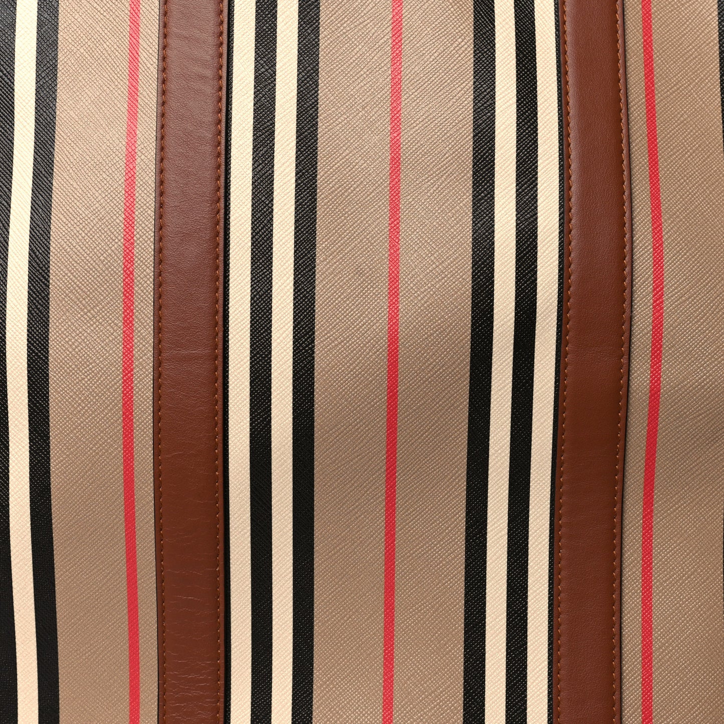 E-Canvas Stripe Medium Portrait Tote Bag Brown