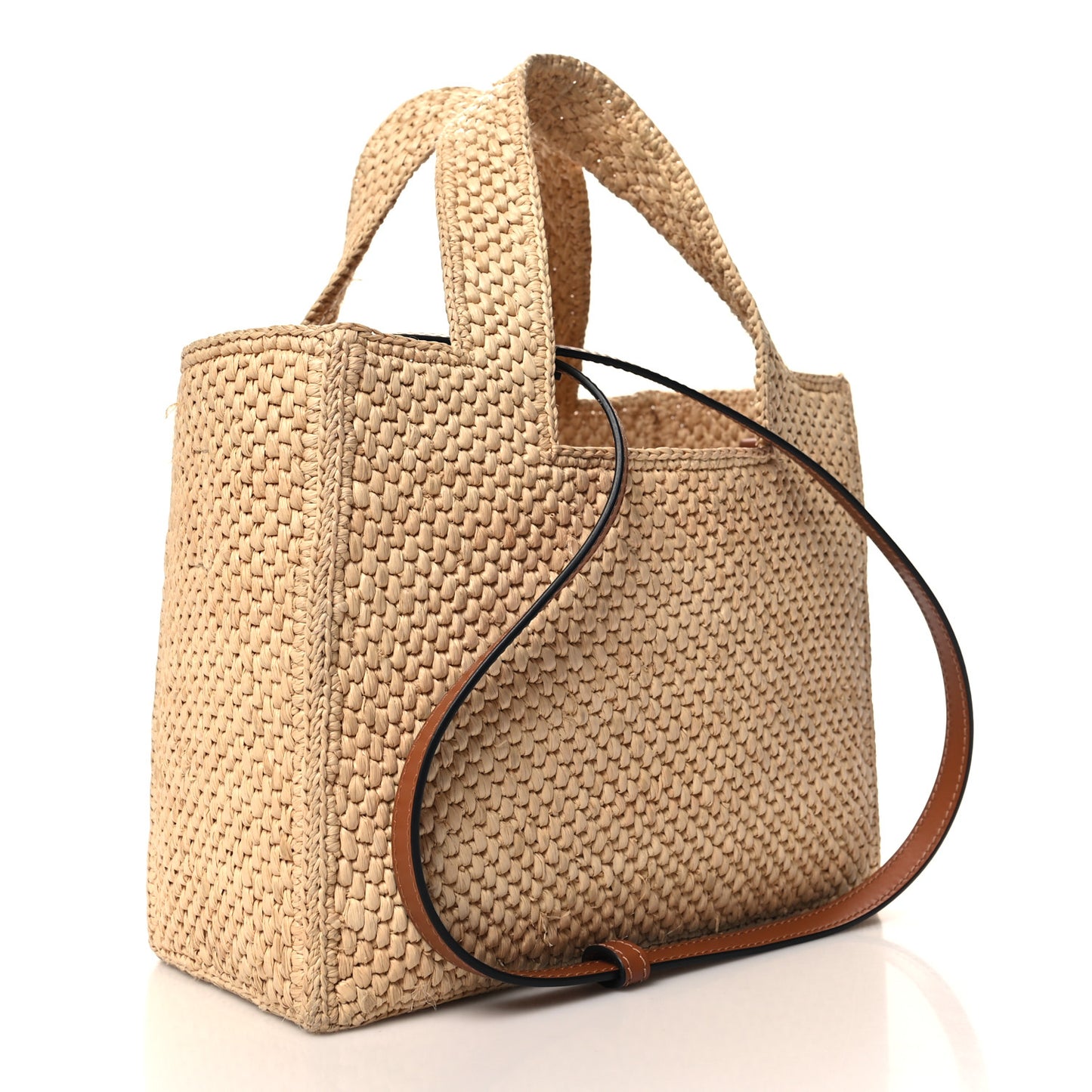 Raffia Small Paulas Ibiza Logo Tote Natural Tan