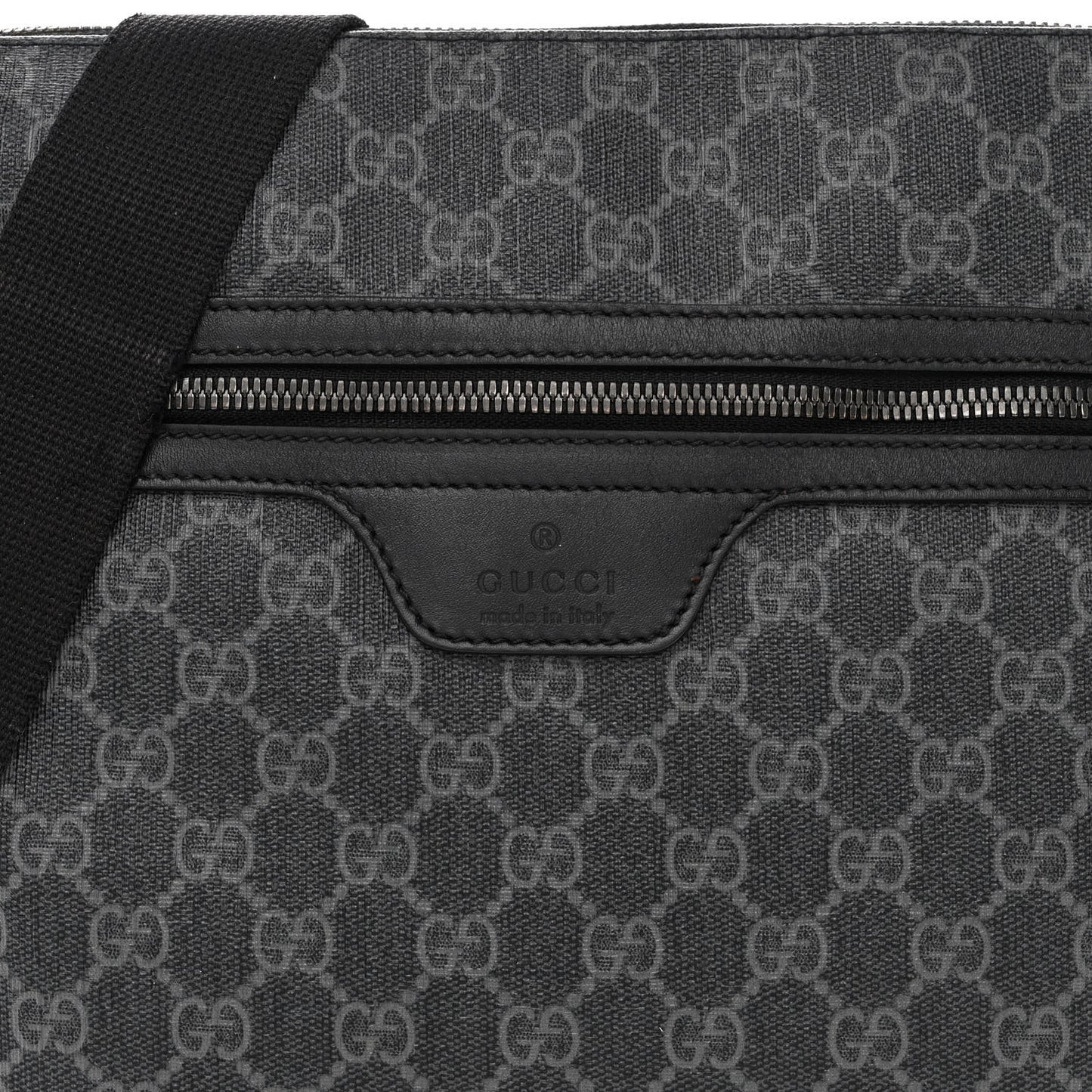 GG Supreme Monogram Crossbody Messenger Bag Black Grey
