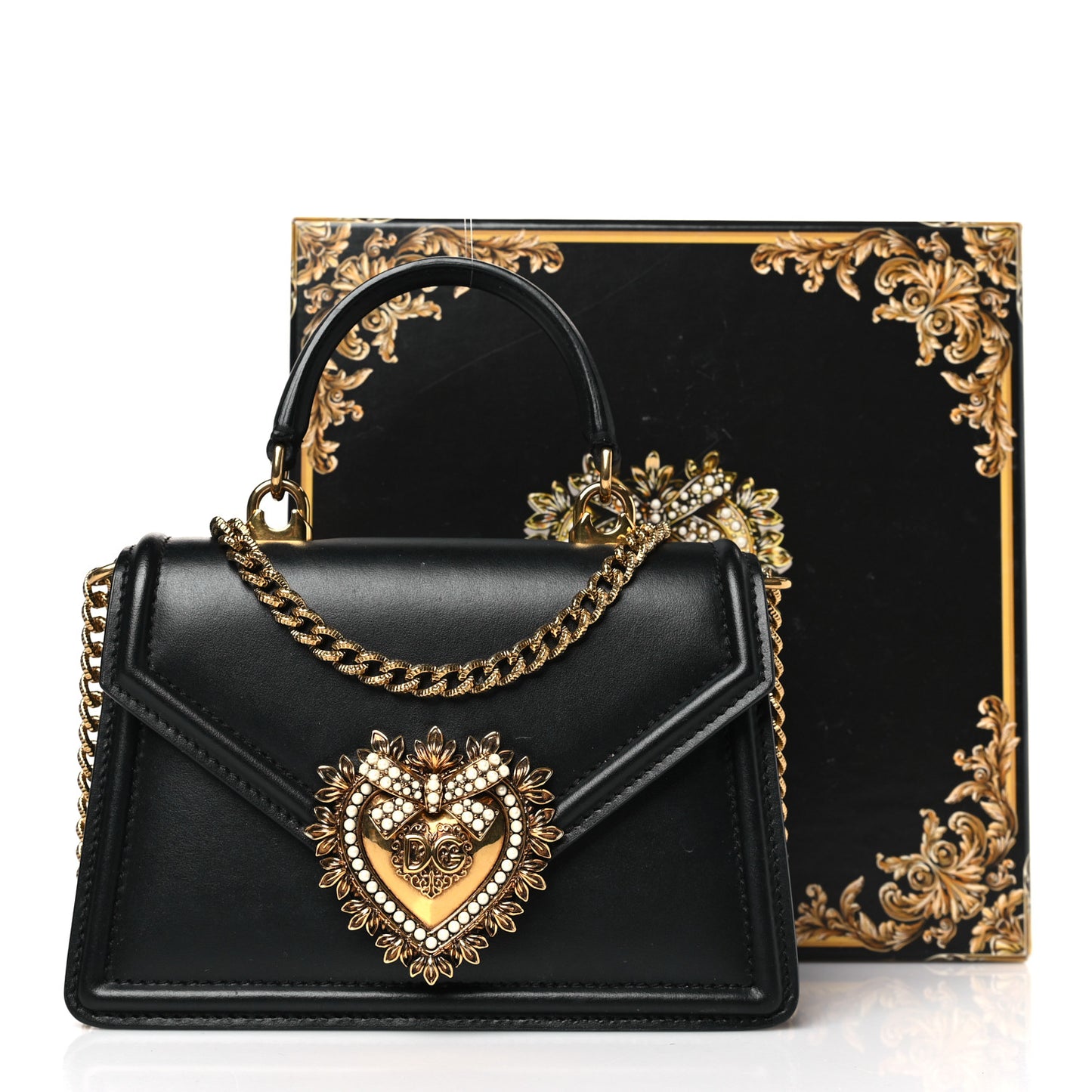 Smooth Calfskin Small Devotion Envelope Top Handle Bag Black