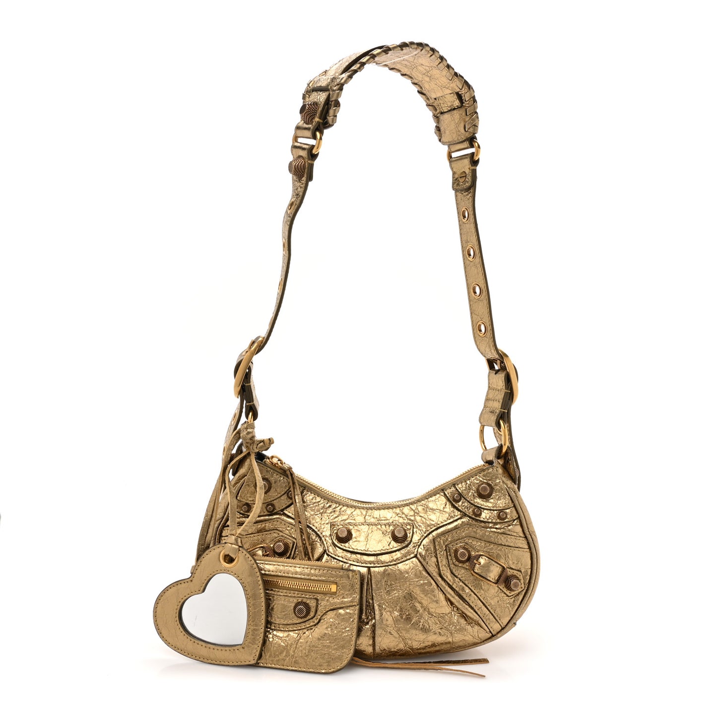 Metallic Agneau Arena Le Cagole Shoulder Bag XS Gold