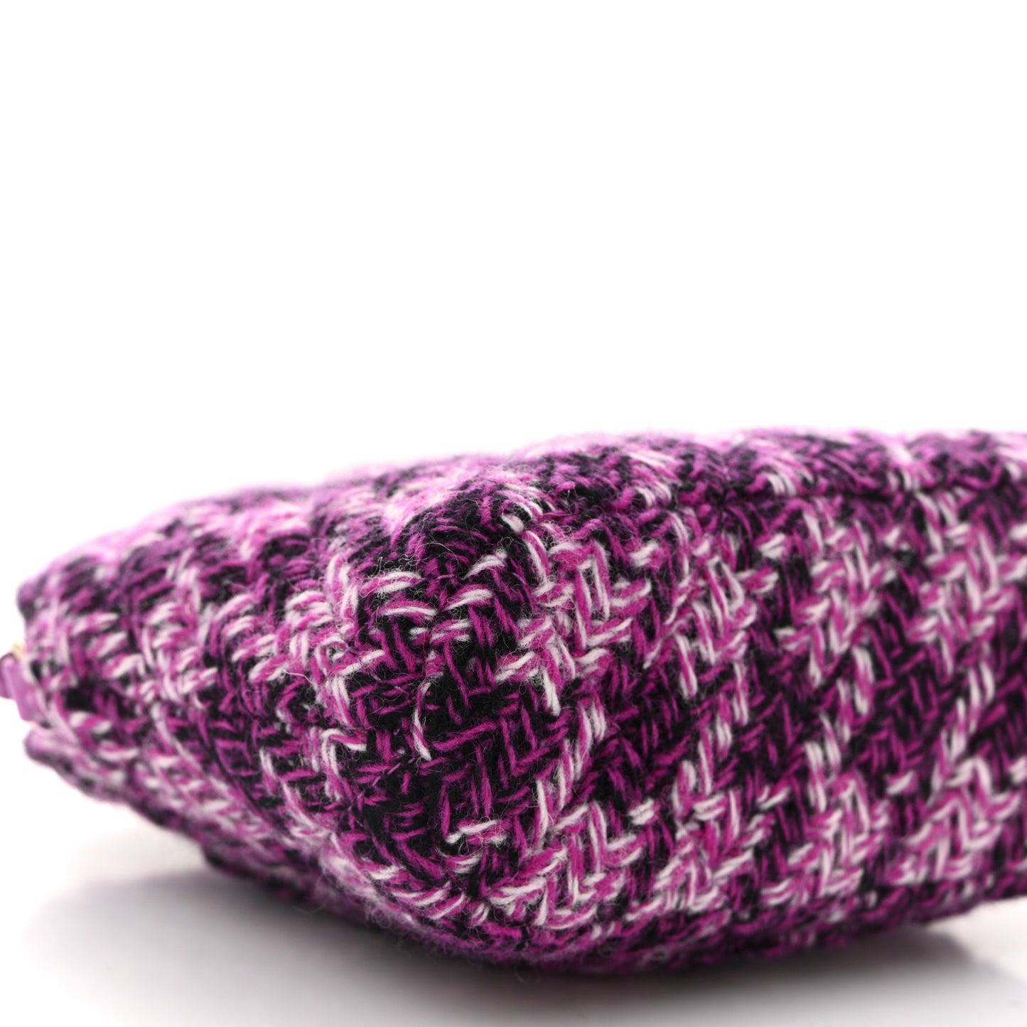 Tweed Quilted Mini Clutch With Chain Purple