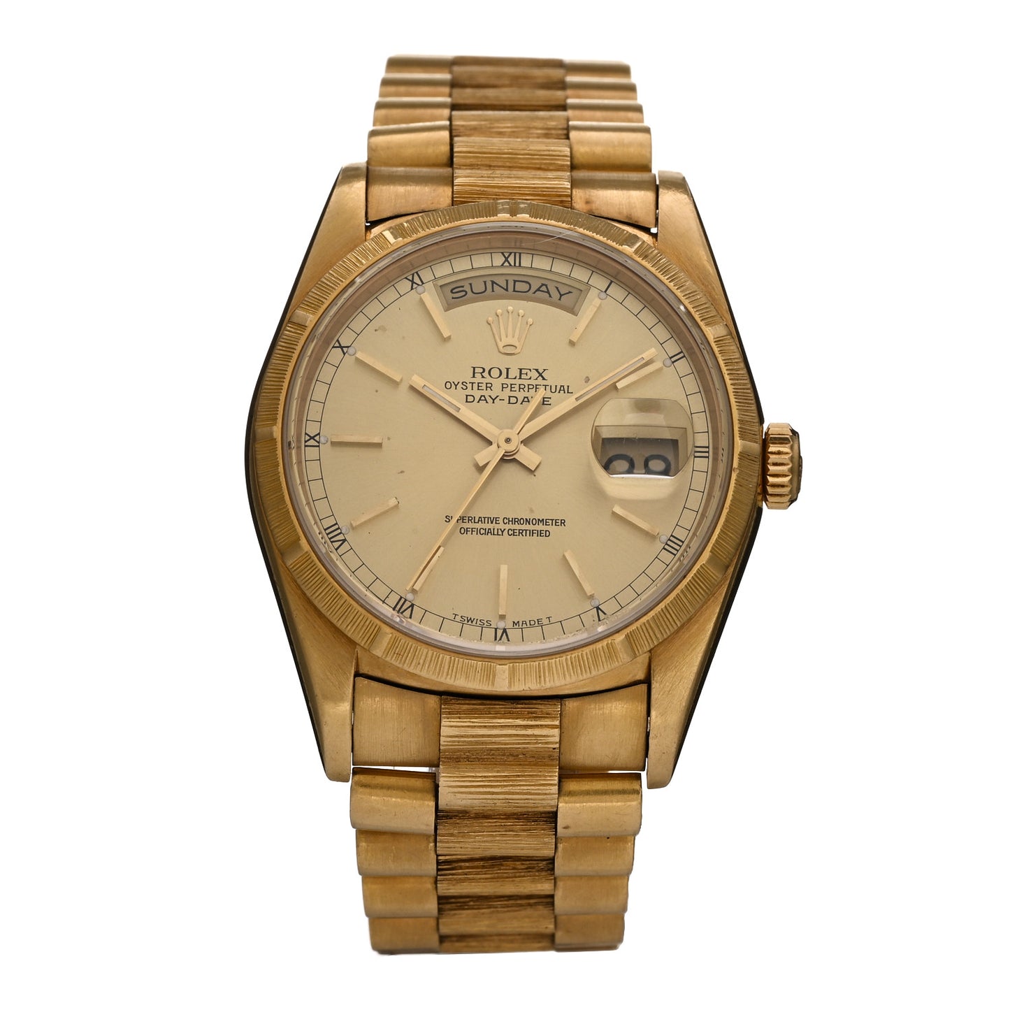 18K Yellow Gold 36mm Oyster Perpetual Day-Date Double Quick President Watch Champagne 18248