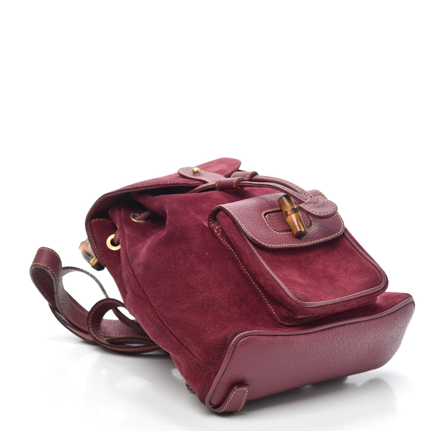 Suede Calfskin Bamboo Backpack Purple