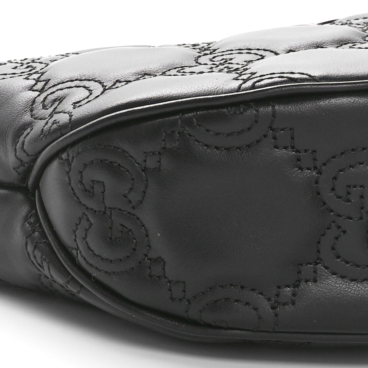 Calfskin GG Matelasse Small Hobo Shoulder Bag Black