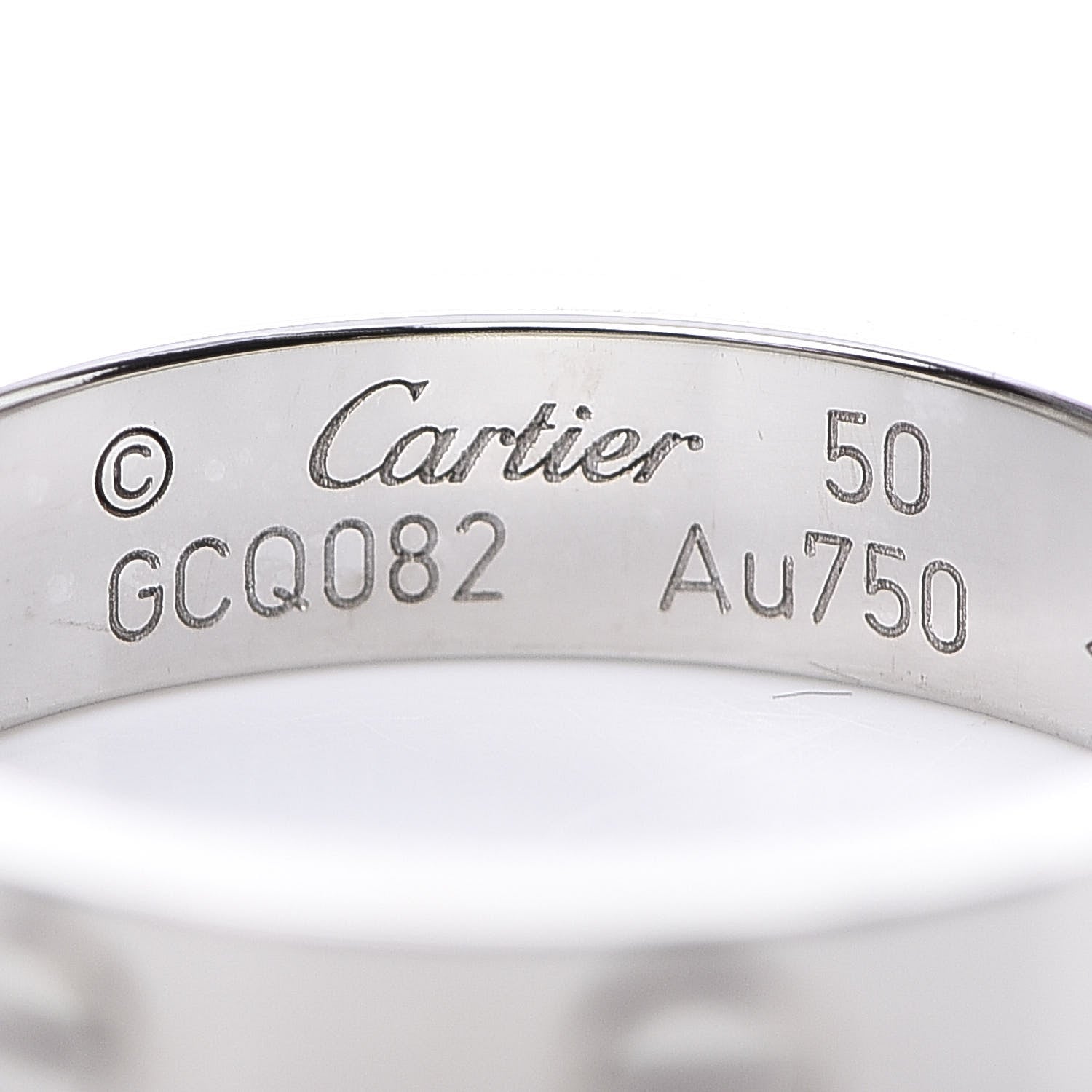 Cartier 18K White Gold Diamond 4mm LOVE Wedding Band Ring 50 5.25 4 of 5