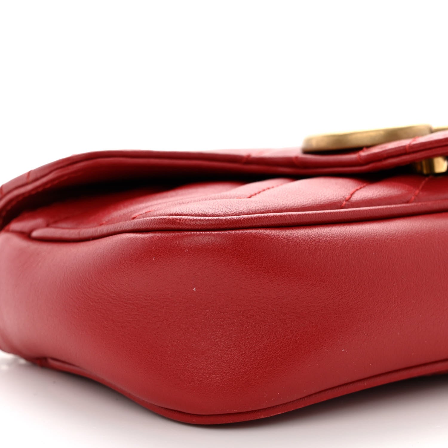 Gucci Calfskin Matelasse Super Mini GG Marmont Shoulder Bag Hibiscus Red 9 of 12