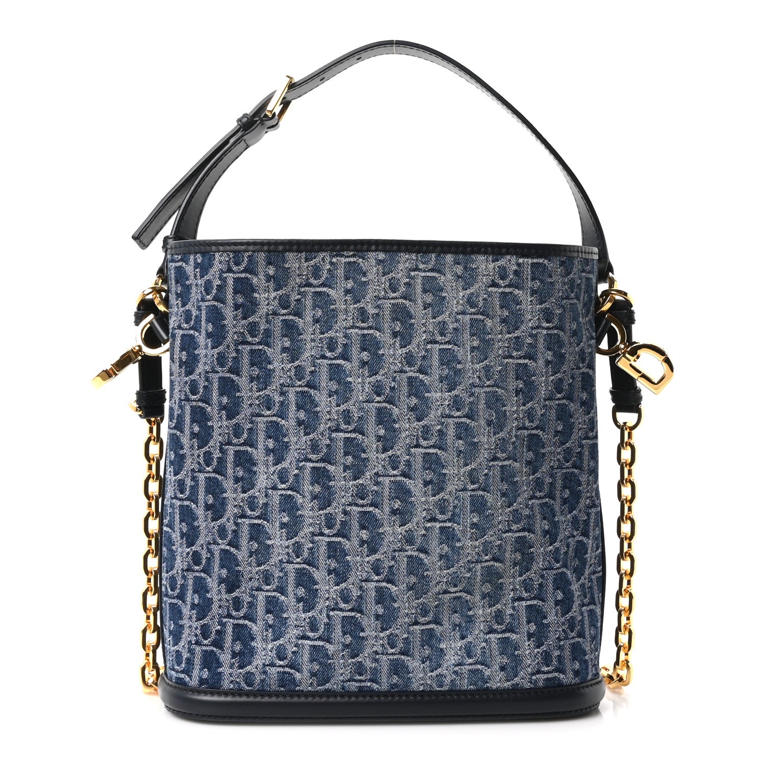 Christian Dior Denim Jacquard Oblique C'est Dior Bucket Bag Blue
