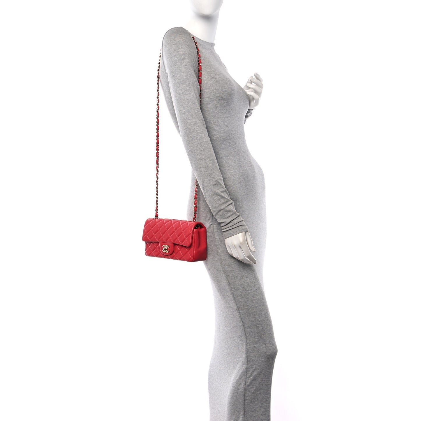 Lambskin Quilted Mini Rectangular Flap Pink