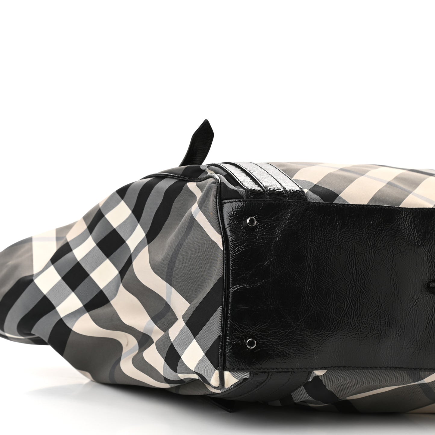 Patent Trim Smoked Check Tote Black