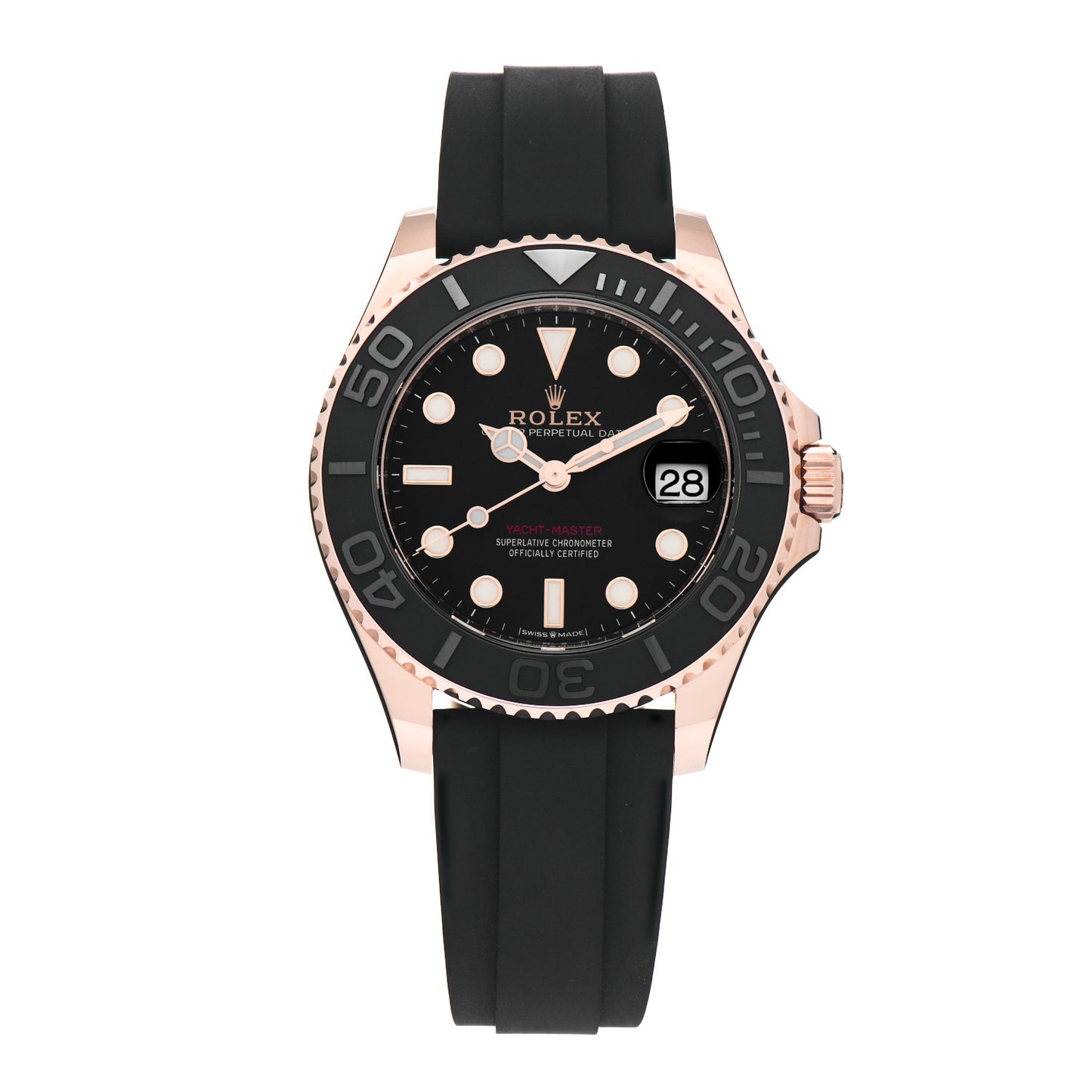 18K Everose Gold Oysterflex 37mm Yacht-Master Watch Black 268655