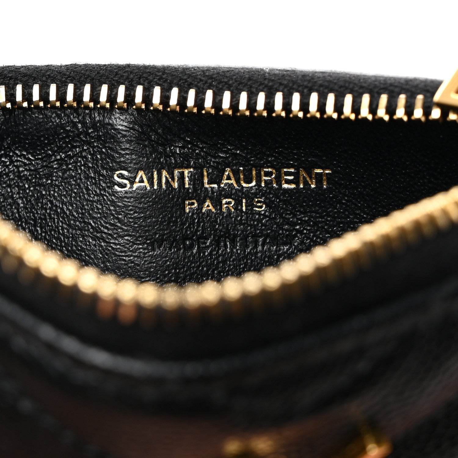 Saint Laurent Grain De Poudre Matelasse Chevron Monogram Fragments Zippered Card Case Black 6 of 8