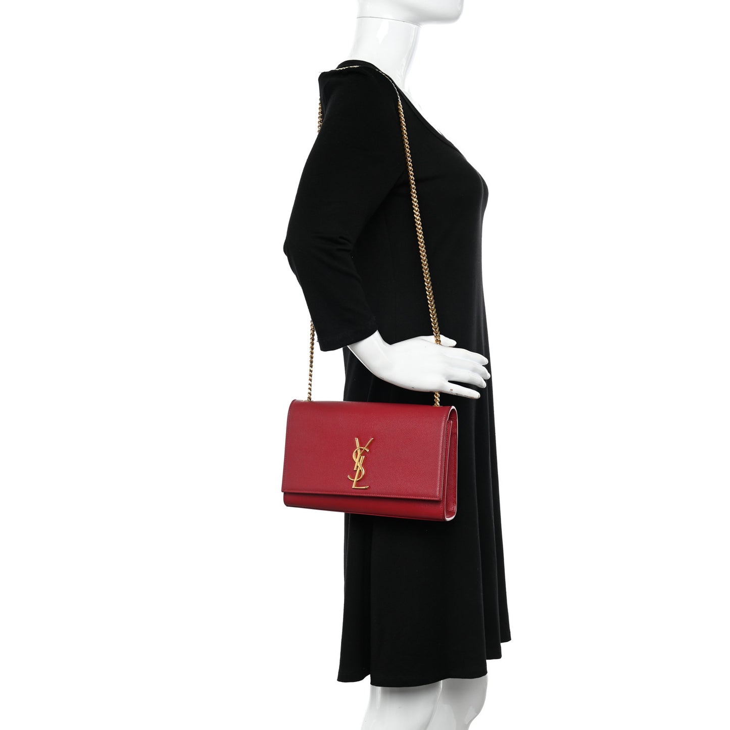 Grain De Poudre Medium Monogram Kate Satchel Rouge Eros