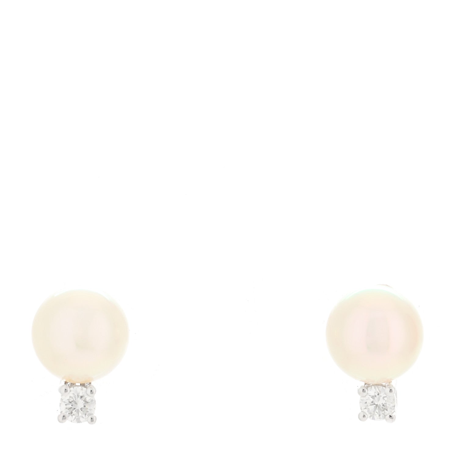 Tiffany 18K White Gold Diamond Akoya Pearl 6.5-7mm Signature Earrings ...