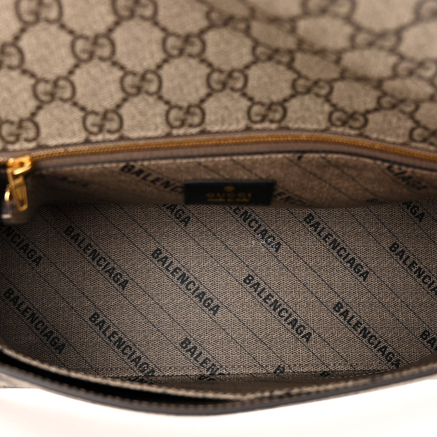 X GUCCI GG Supreme Monogram Medium Hourglass Top Handle Bag Beige Ebony