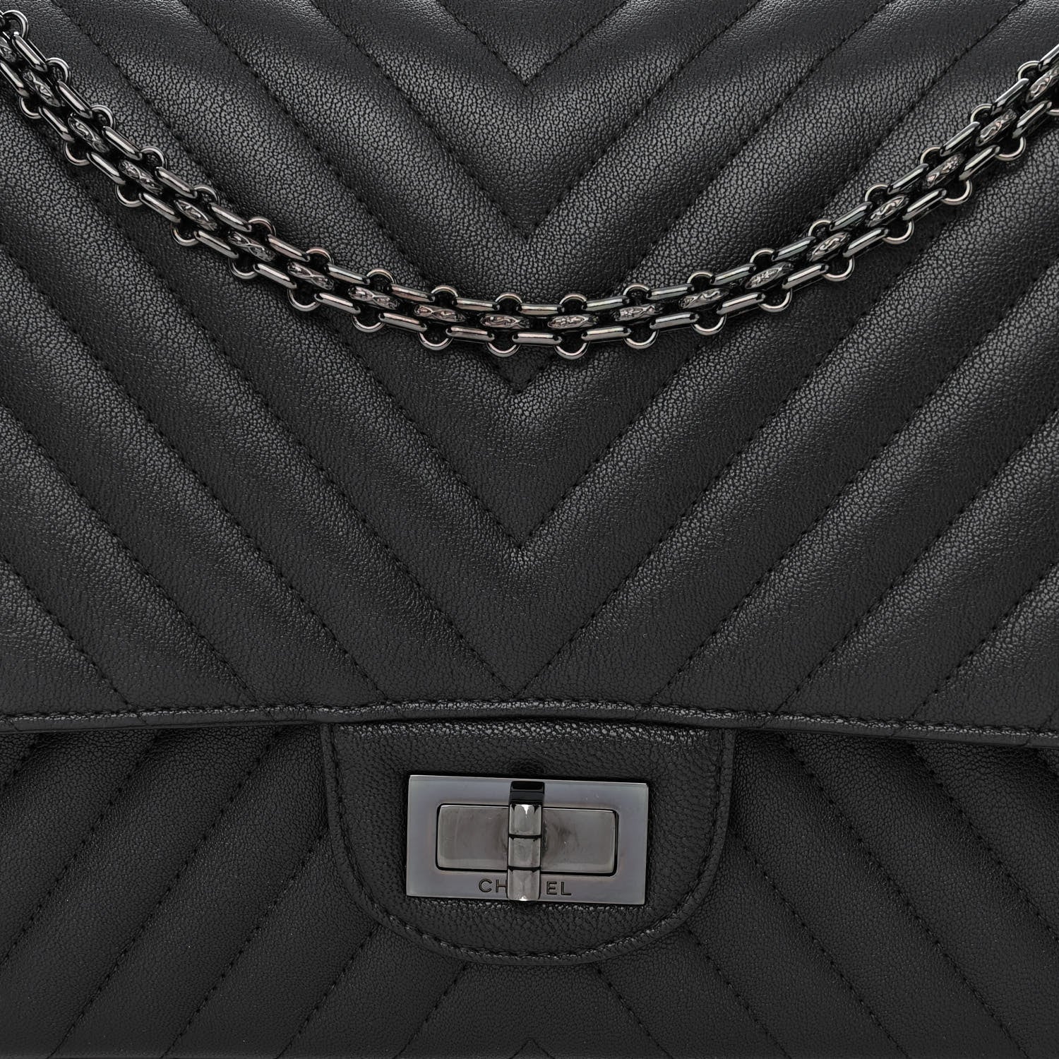 Chanel Sheepskin Chevron Quilted 2.55 Reissue 227 Flap So Black 8 of 13