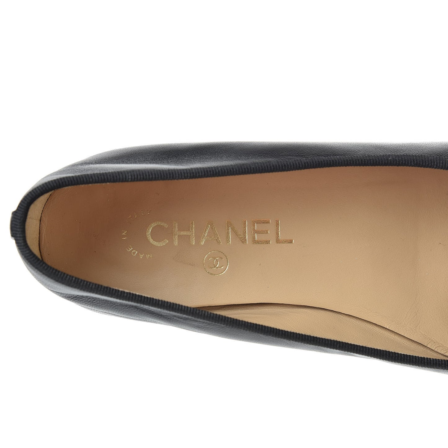 Lambskin Patent Calfskin Cap Toe Ballerina Flats 40 Black