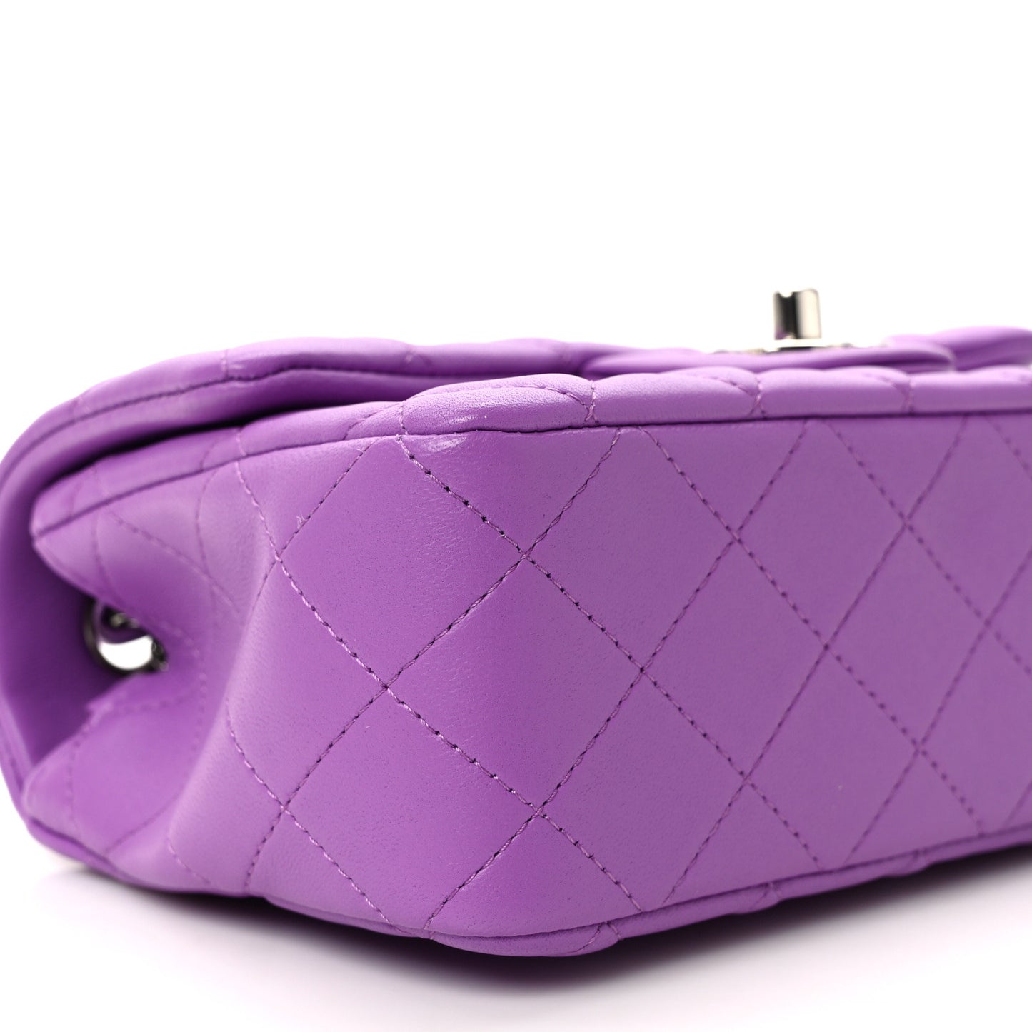 Lambskin Quilted Mini Rectangular Flap Purple