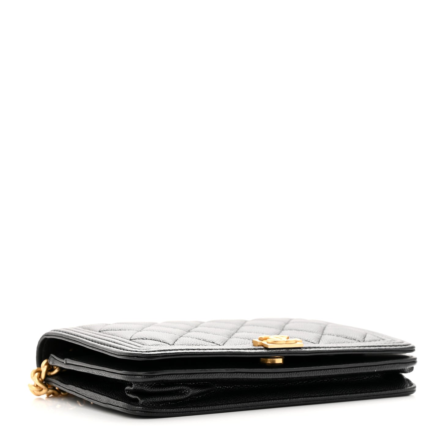 Caviar Quilted Boy Wallet On Chain WOC Black