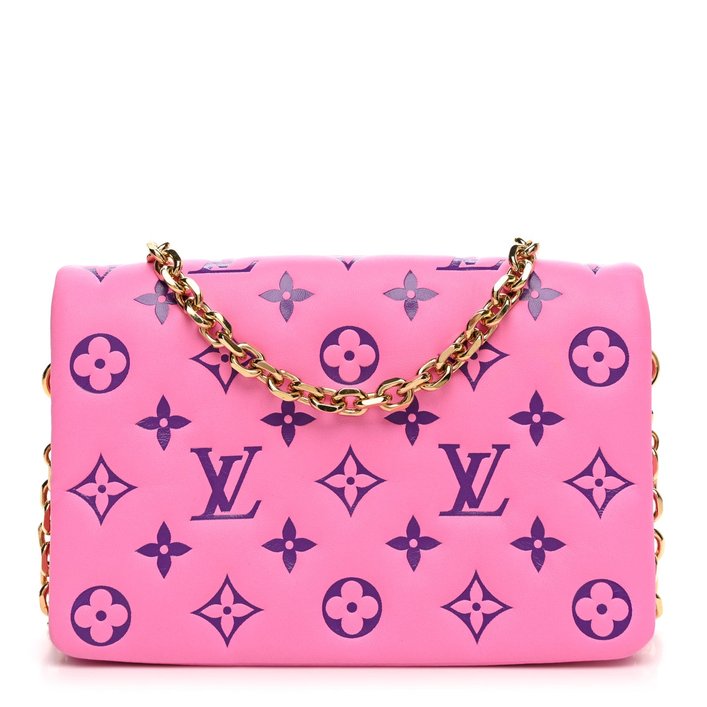 Lambskin Embossed Monogram Vuittamins Pochette Coussin Rose Violet