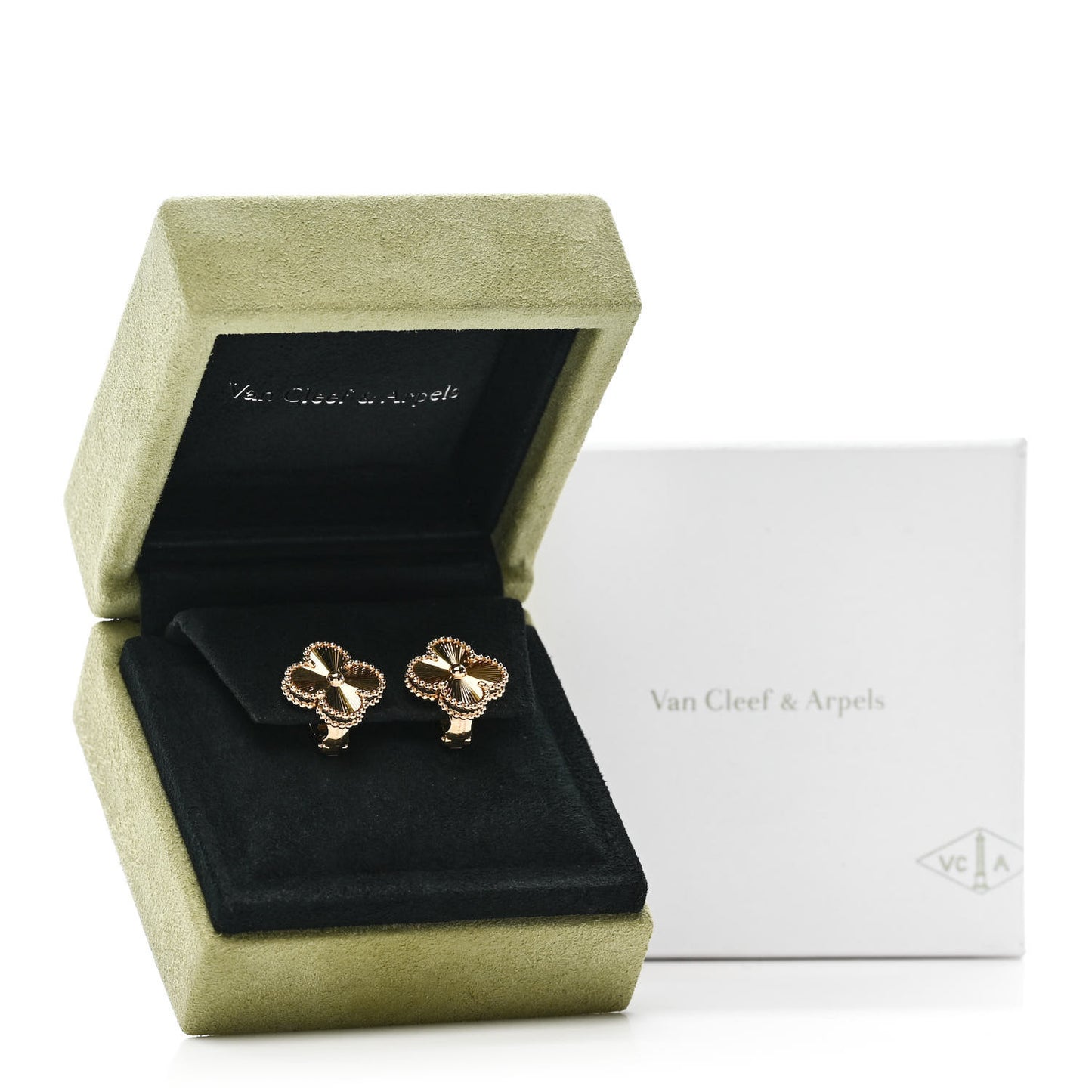 18K Yellow Gold Guilloche Vintage Alhambra Earrings