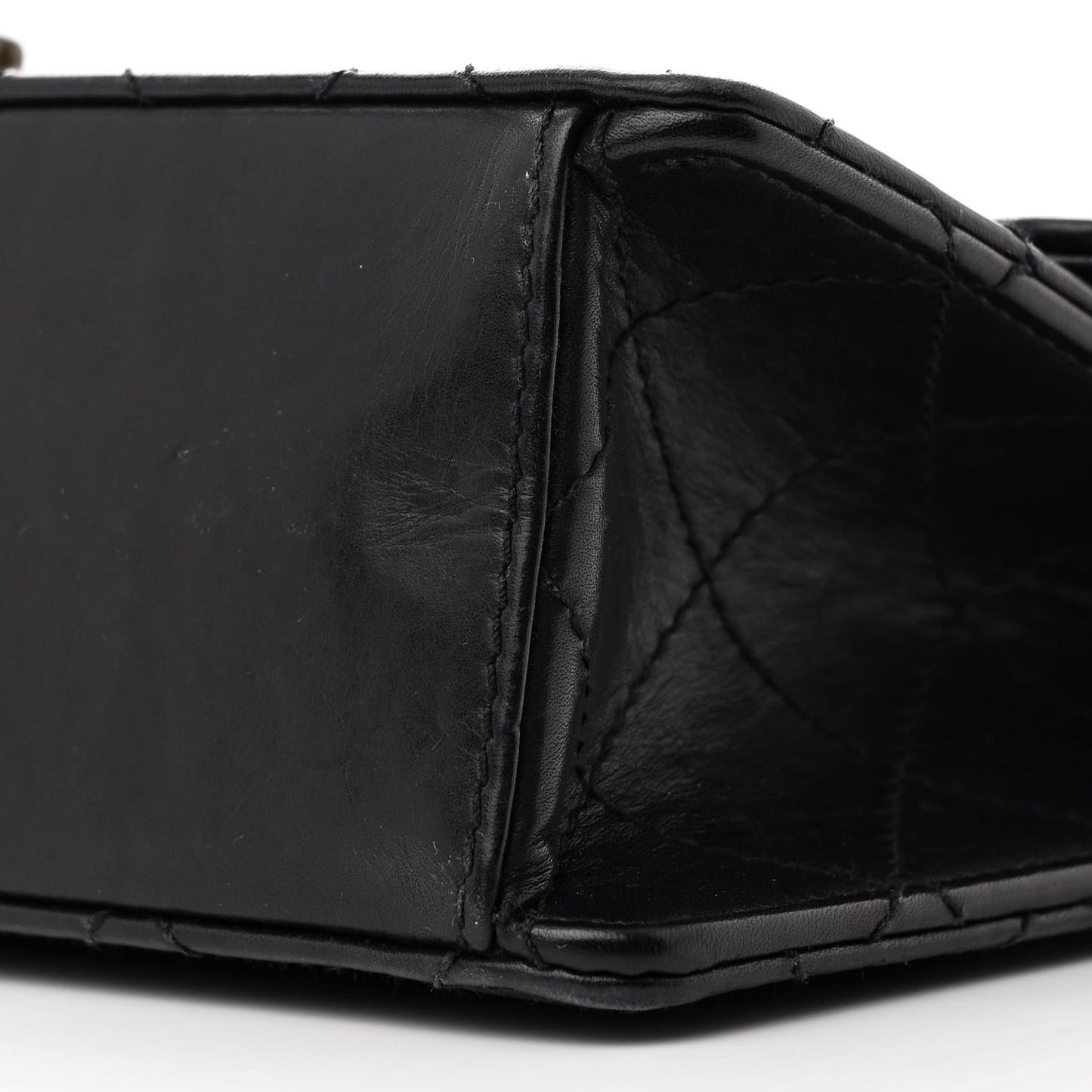 Calfskin Stitched Medium Single Flap Black