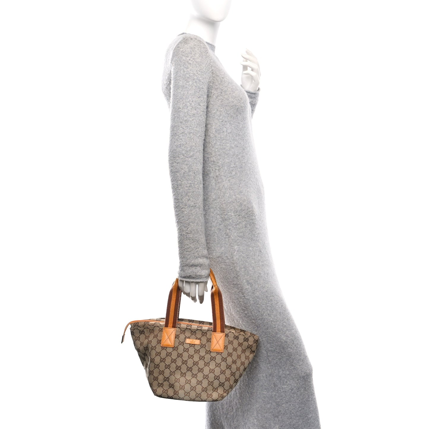 GG Monogram Small Web Handle Bucket Tote Yellow
