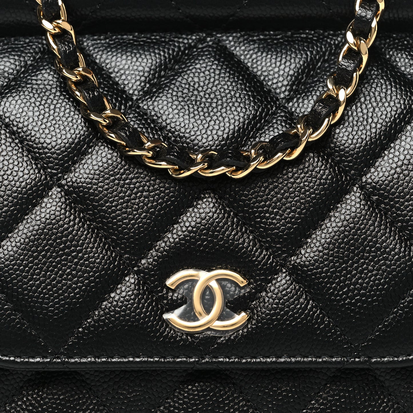 Caviar Quilted Mini Flap Clutch With Chain Black