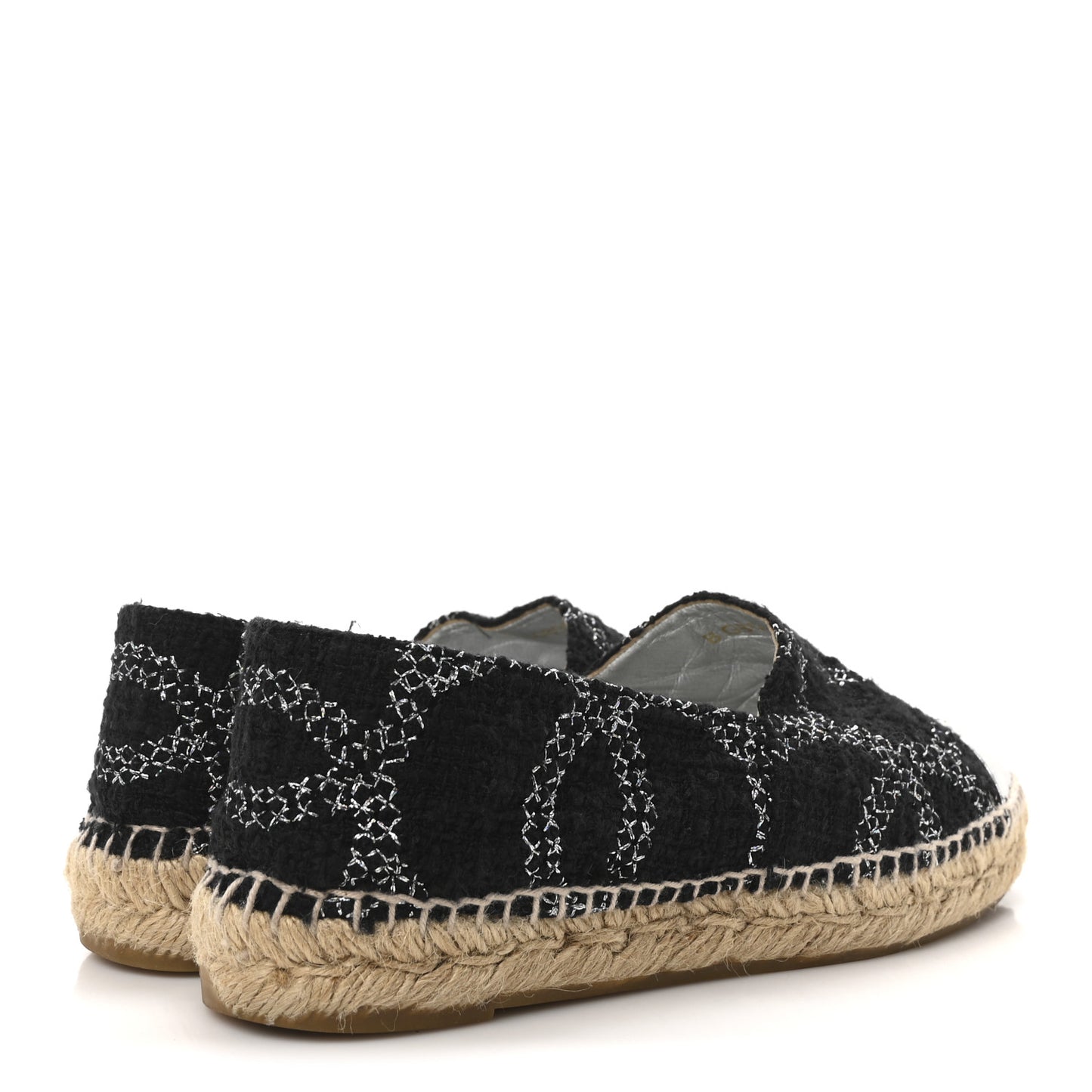 Metallic Tweed Lambskin CC Espadrilles 38 Black Silver