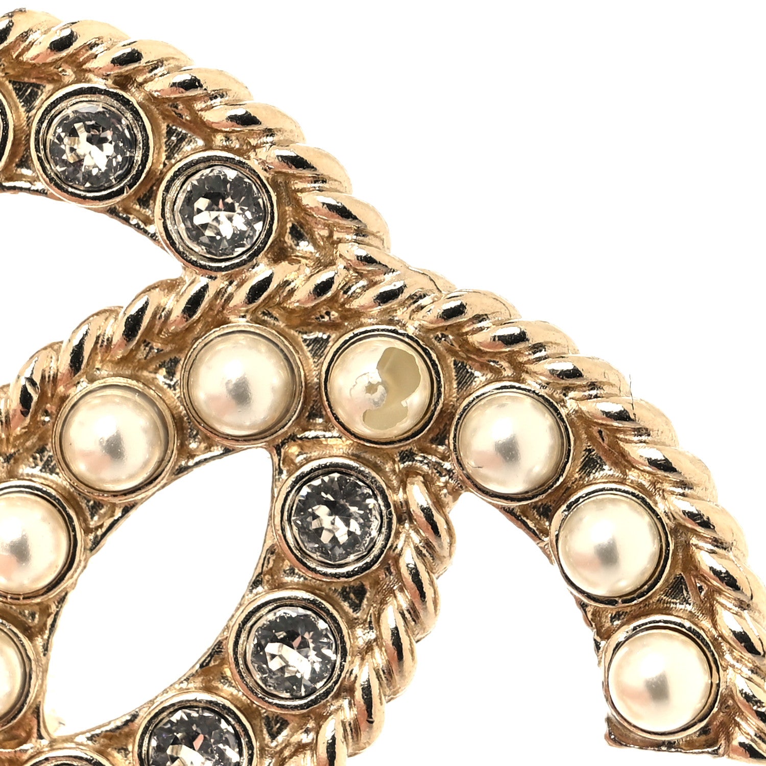 Chanel Pearl Crystal April In Paris CC Brooch Gold 4 of 6