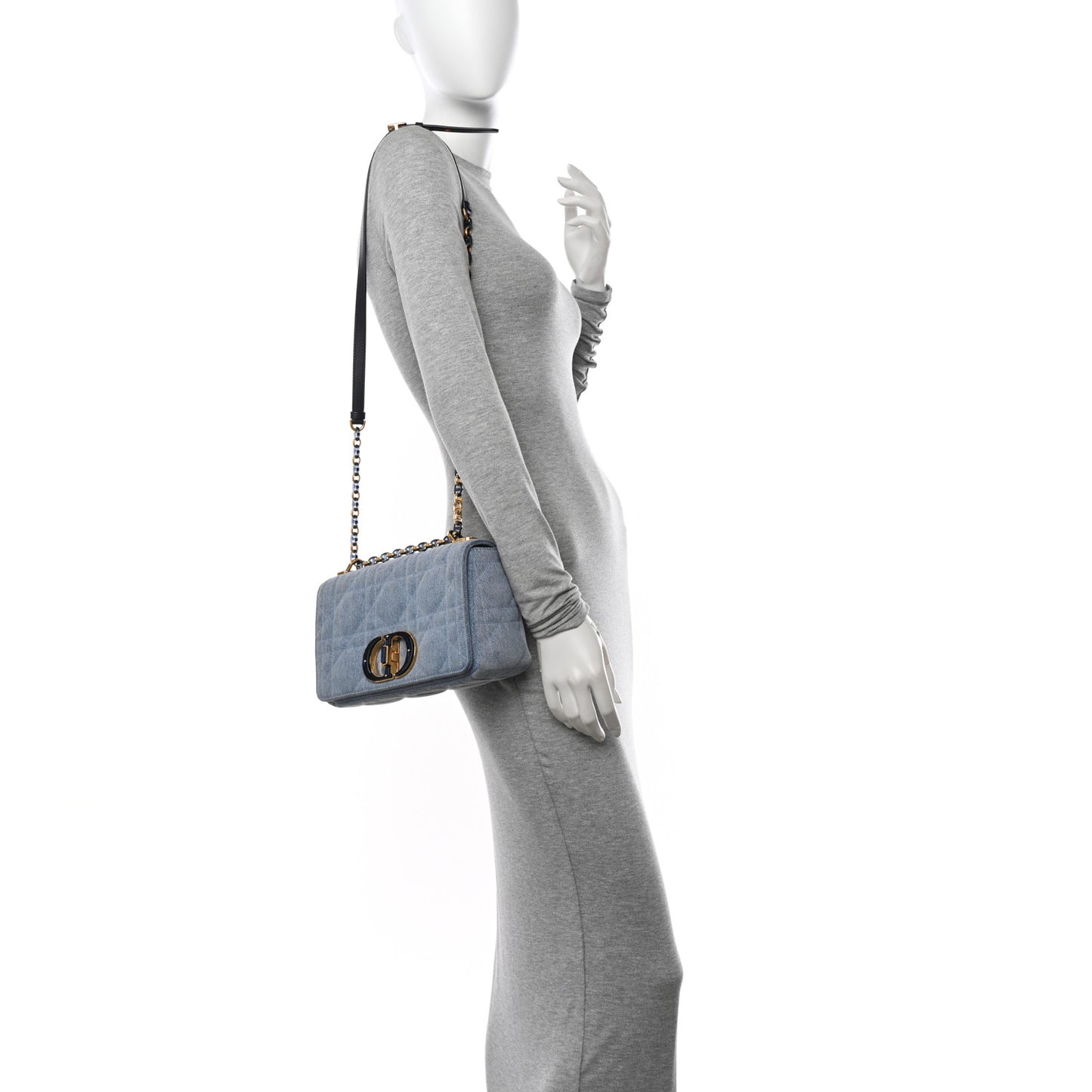 Denim Macrocannage Medium Caro Bag Blue