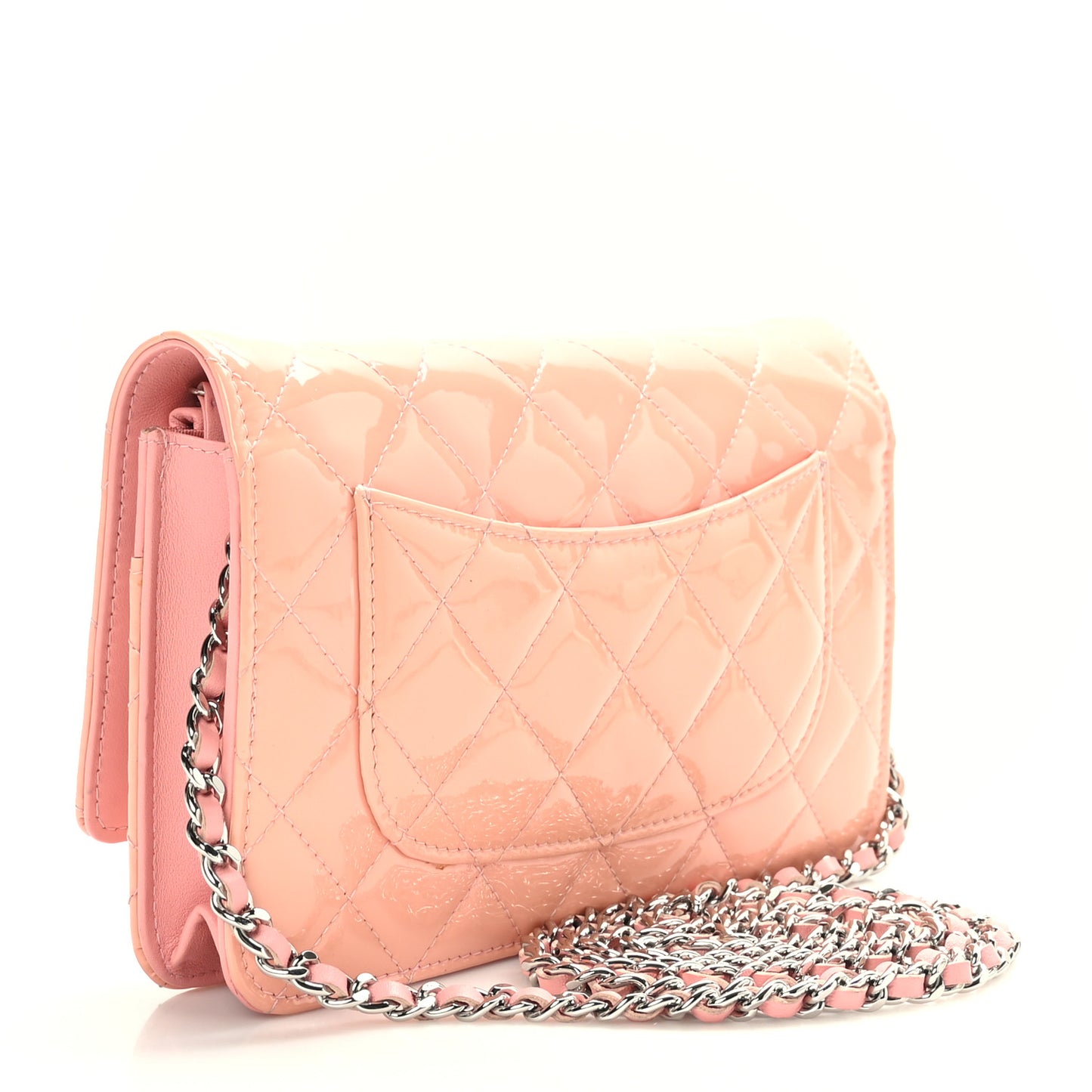 Patent Quilted Wallet On Chain WOC Coral