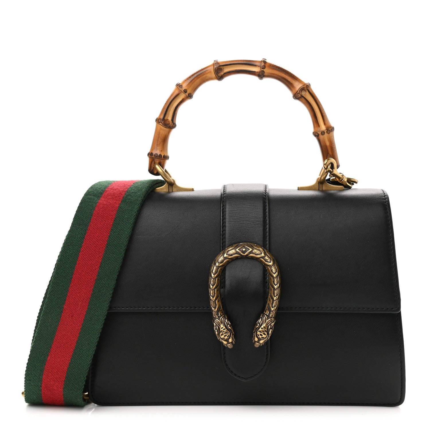 Gucci Moon Calfskin Web Medium Dionysus Bamboo Top Handle Bag Black 1 of 10