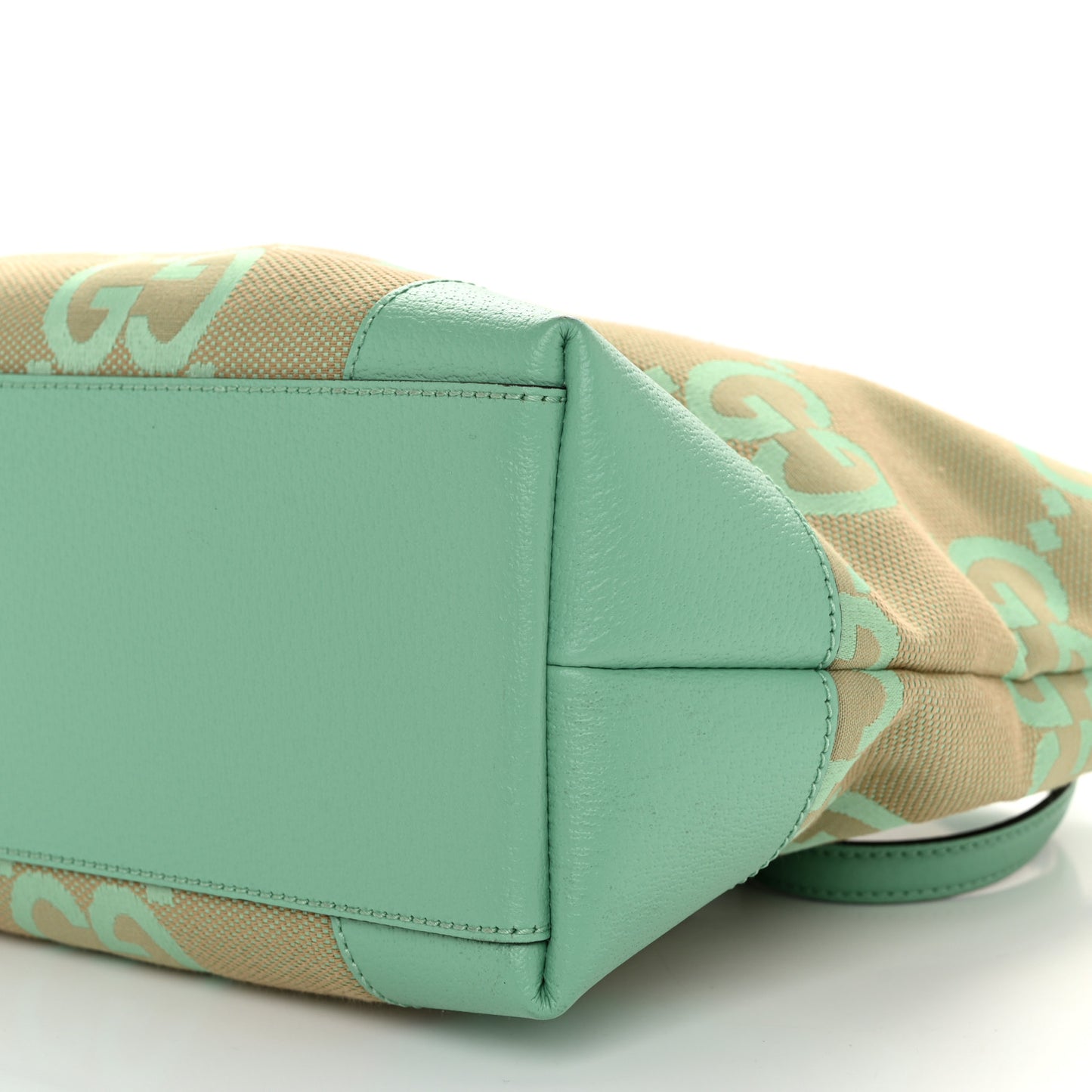 Monogram Jumbo GG Textured Dollar Calfskin Medium Ophidia Shopping Tote Beige Pepperlight Mint
