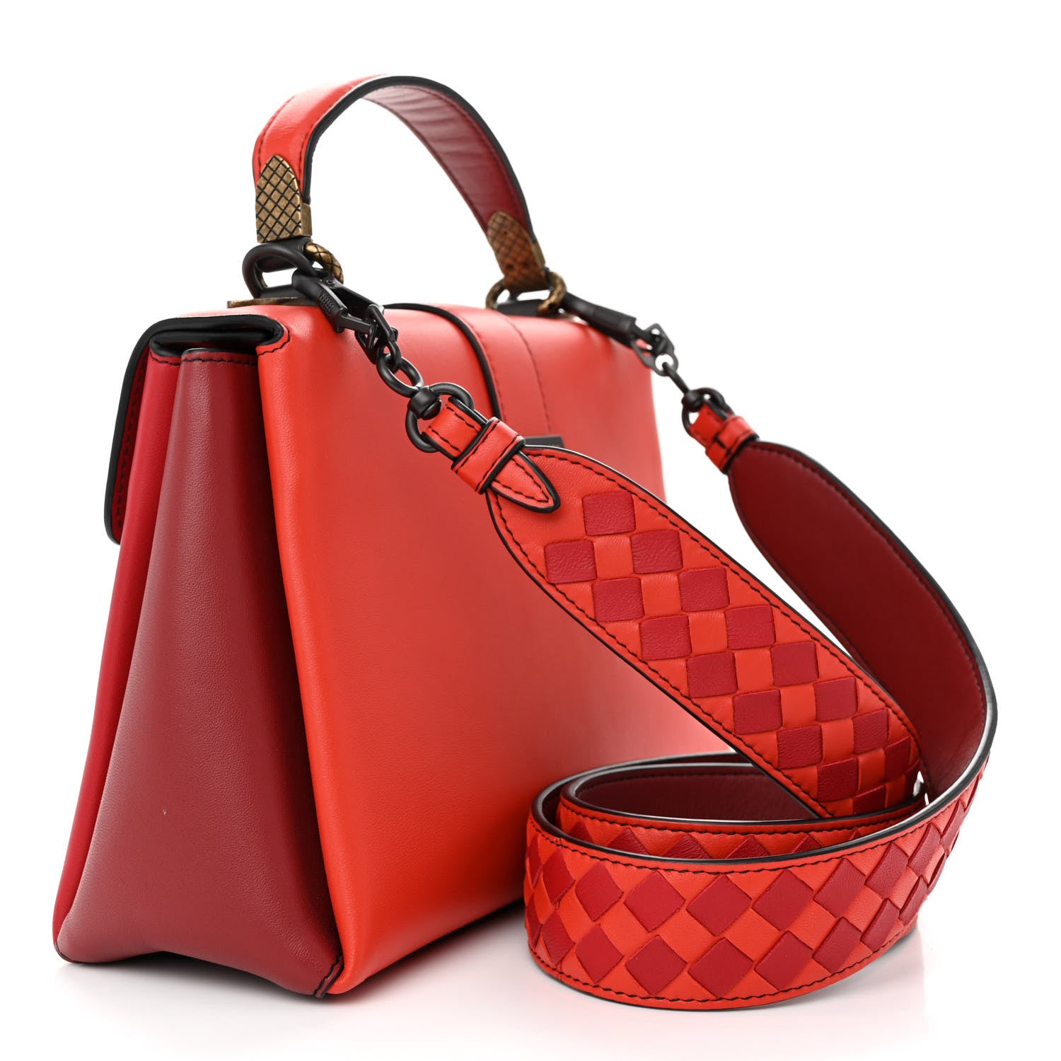 Bottega Veneta Nappa Small Piazza Bag Red 4 of 13