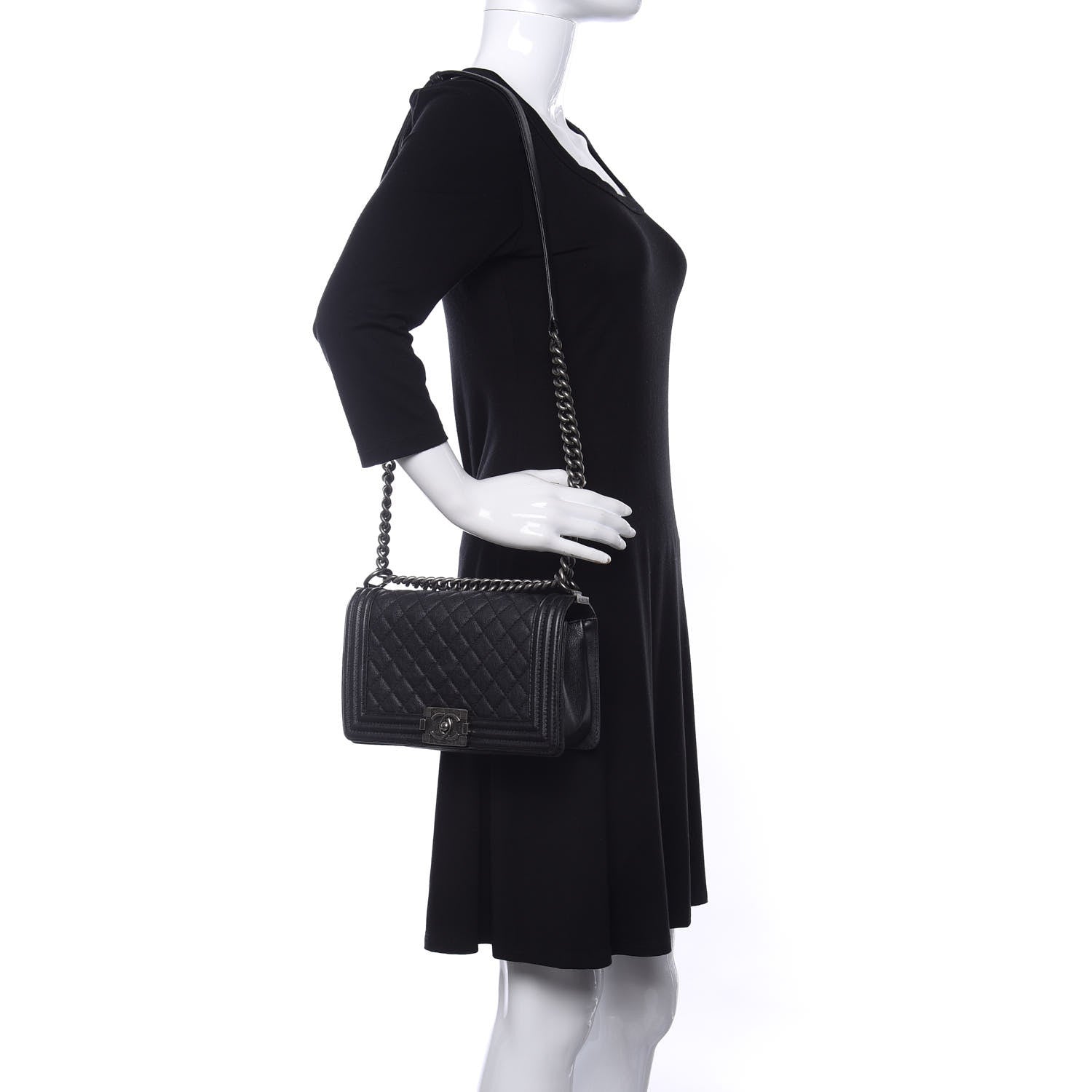 Chanel Metallic Calfskin Quilted Medium Boy Flap Black 2 of 15