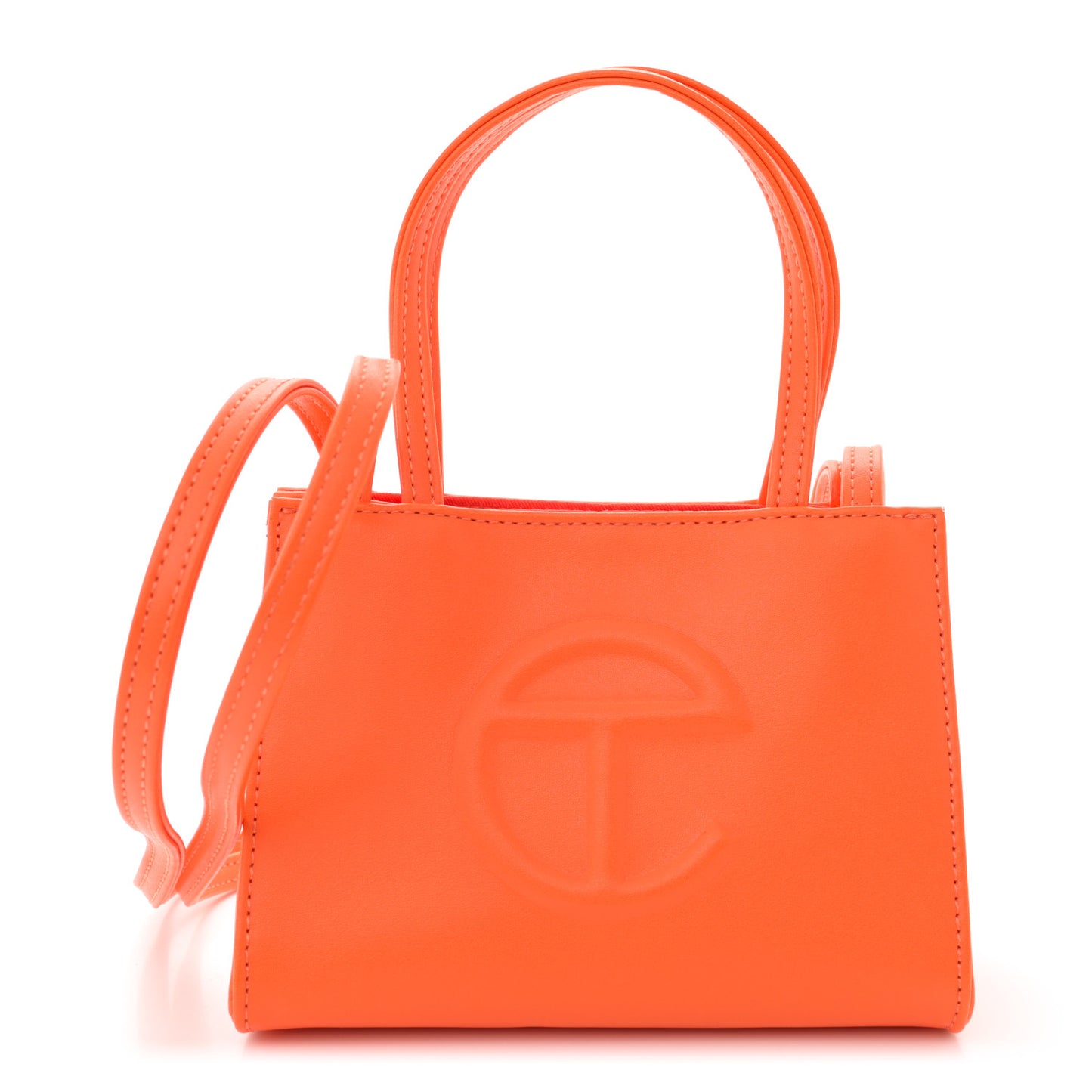 Vegan Leather Small Shopping Bag Orange