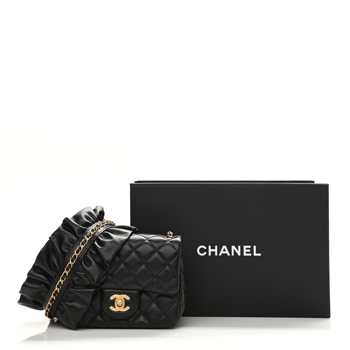 Lambskin Quilted Mini Romance Square Flap Black