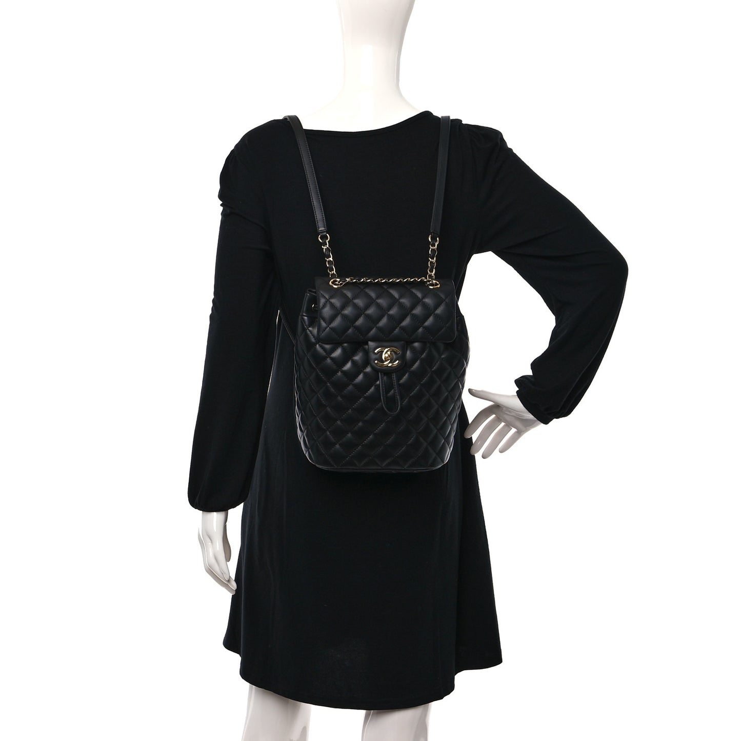 Lambskin Quilted Small Urban Spirit Backpack Black