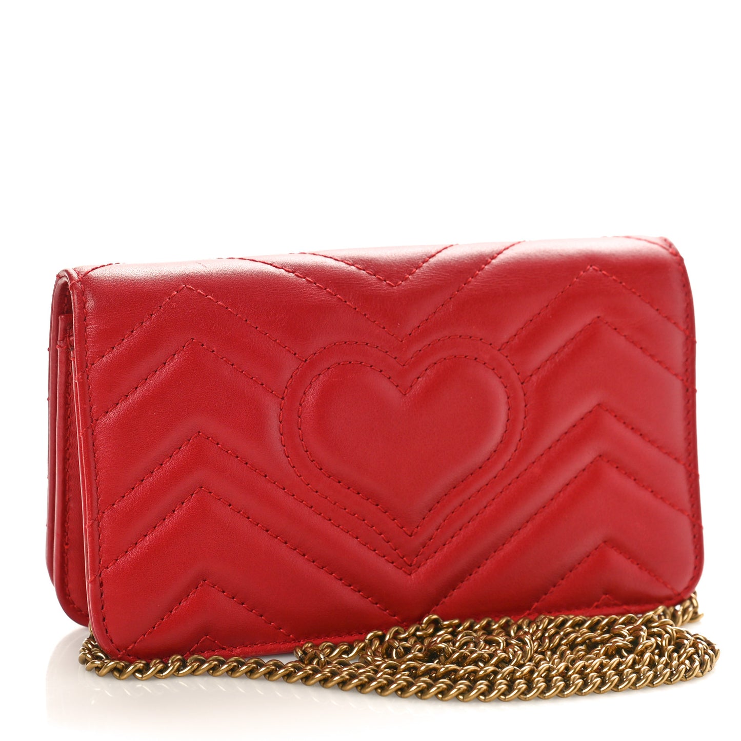 Calfskin Matelasse GG Marmont Mini Bag Hibiscus Red