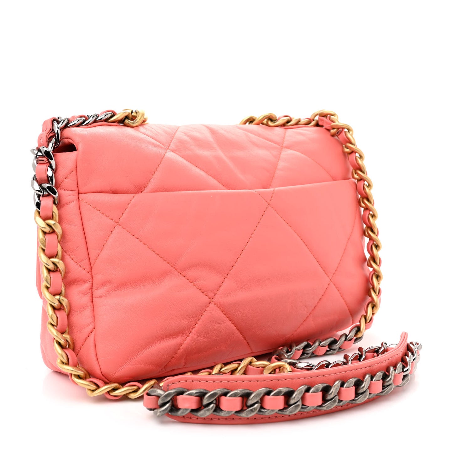 Goatskin Quilted Medium Chanel 19 Flap Coral