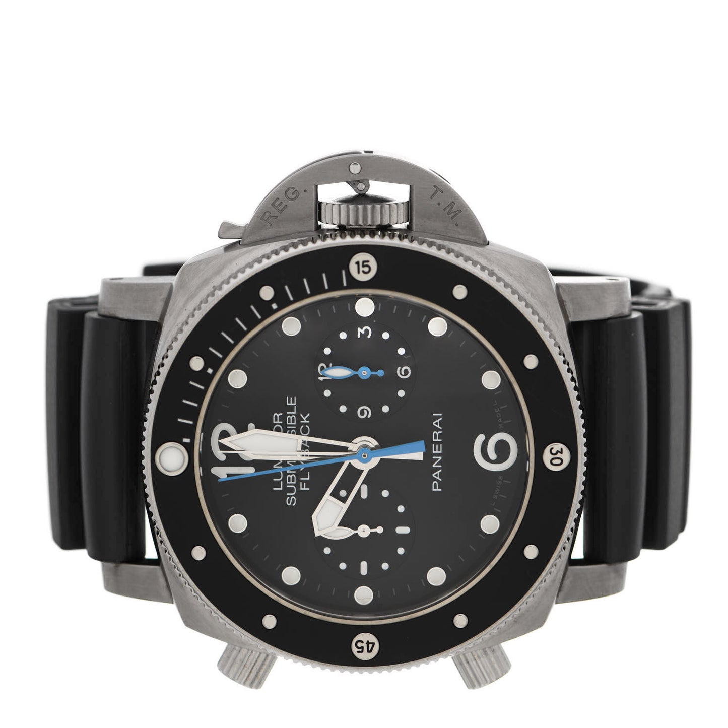 Titanium Rubber 47mm Luminor Submersible Flyback Automatic Watch Black PAM00615