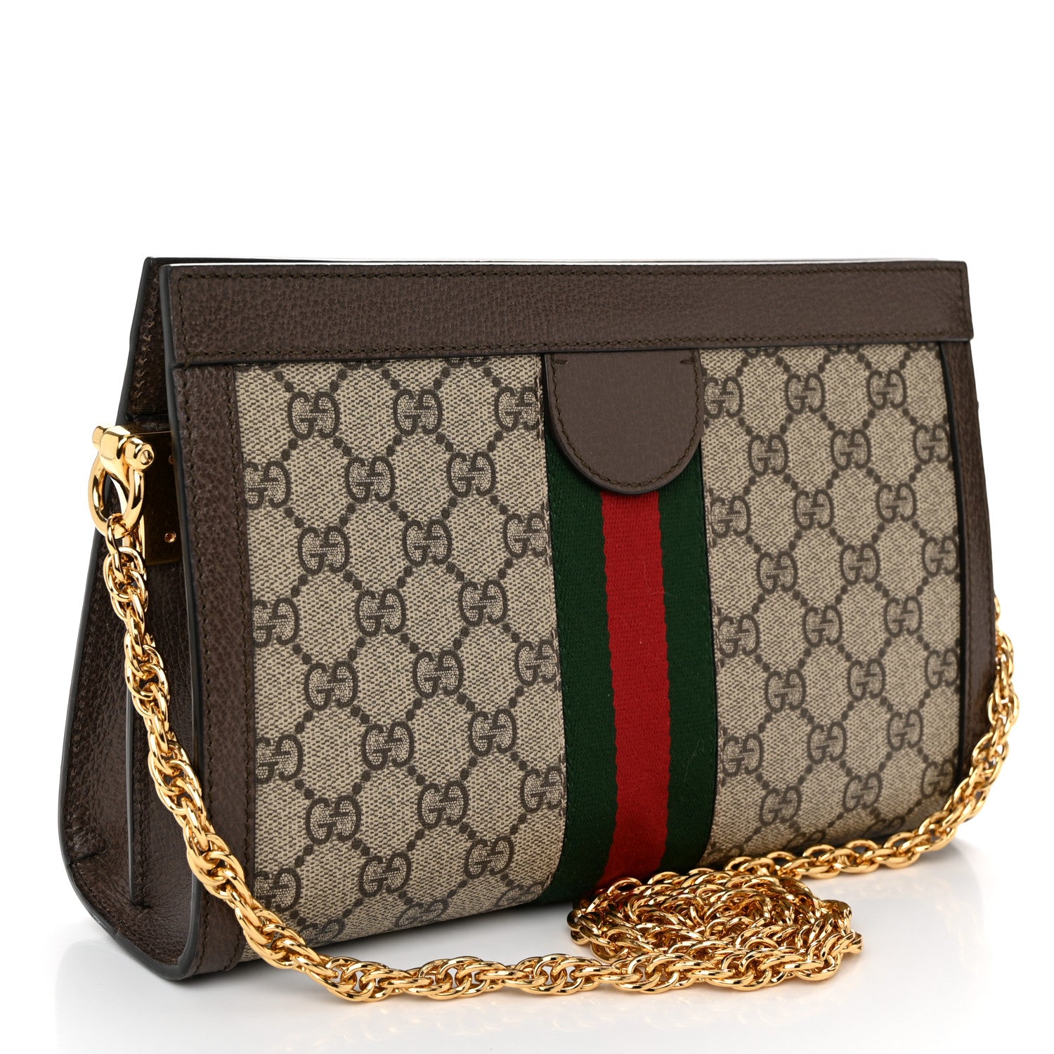 Gucci GG Supreme Monogram Web Small Ophidia Chain Shoulder Bag Brown 3 of 11